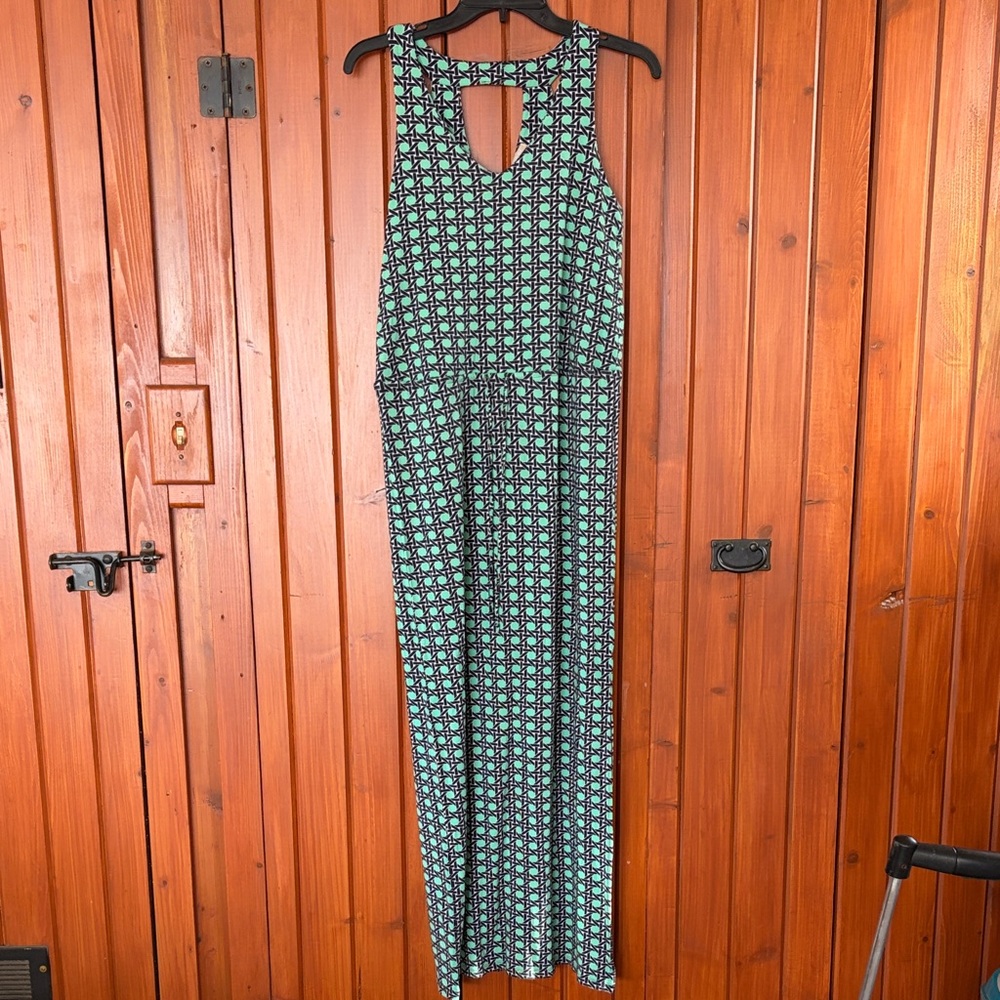 Banana Republic navy blue and Green Geometric maxi dress sz.  XS.  RS